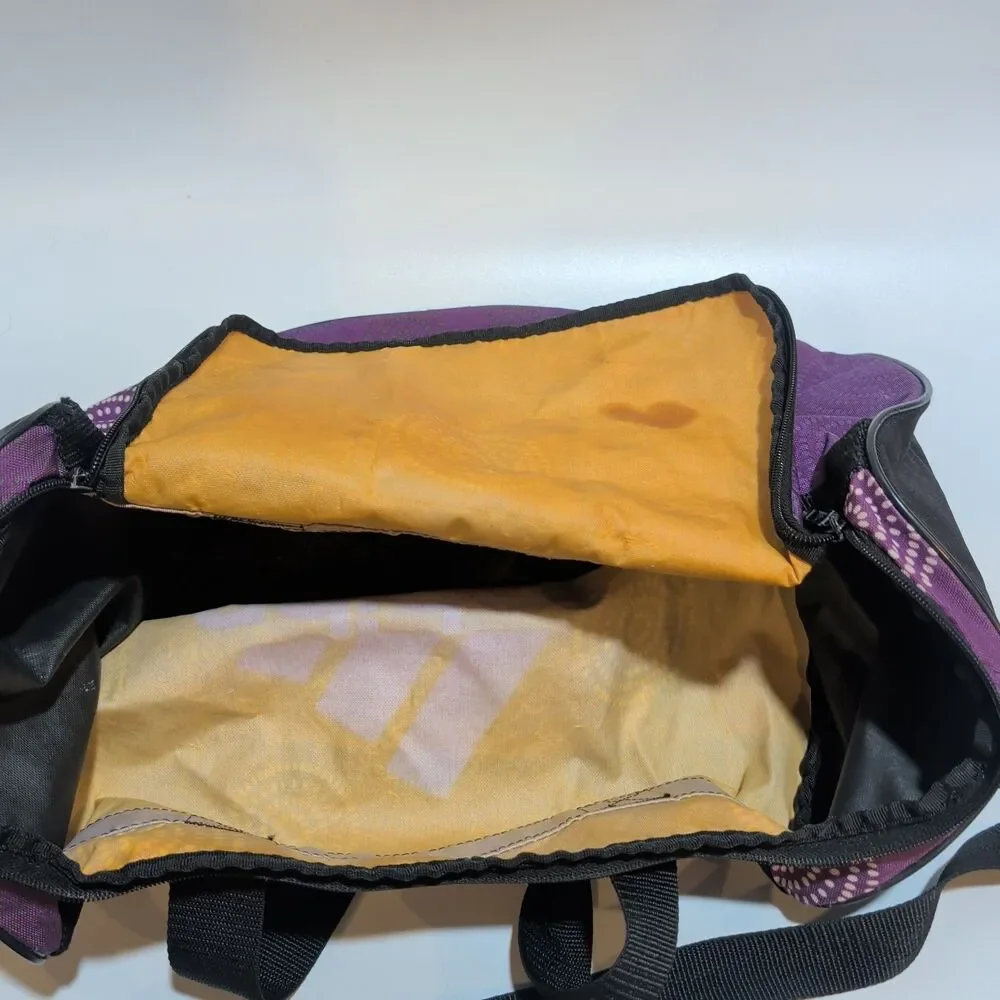 Adidas Gym Duffel Bag – Purple & White Circle Design Lightweight & Durable 18in